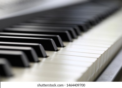 Empty Piano Keyboard At Special Angle Closeup