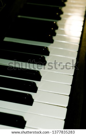 Empty Piano Keyboard Vertical Layout Background. Black and White Keys Template.