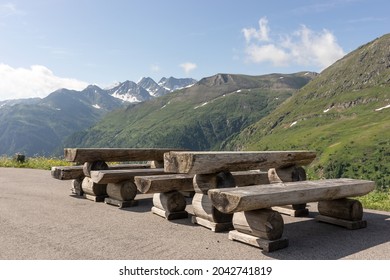 Empty picnic area in the mountains