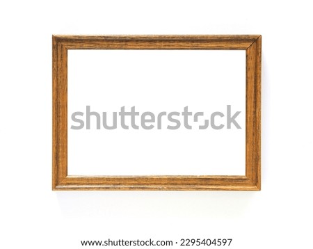 Empty picture frame brown color rectangle shape isolated on a white background. Anniversary, valentine, wedding, and mother day concept. Photo frame for template.