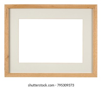 Empty picture frame, light oak wood with mount - Shutterstock ID 795309373