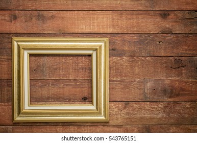 Empty Picture Frame On Rustic Weathered Barn Wood Wall