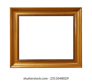 Empty picture frame on white background, decorated edges for paintings and art - Shutterstock ID 2311048029