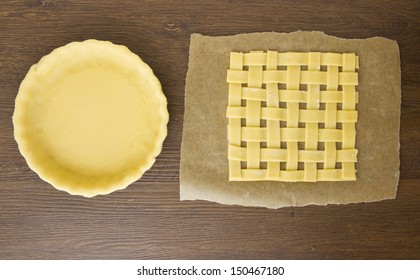 Empty Pie Crust And Lattice Pastry Top