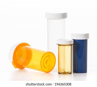 Empty Pill Bottles On White Background