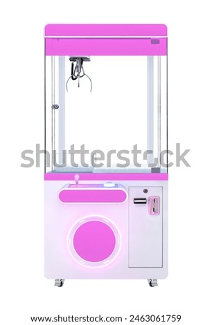 Empty pink and white claw machine  isolated on white background