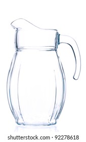 Empty Pitcher For Juice Or Milk On White Background