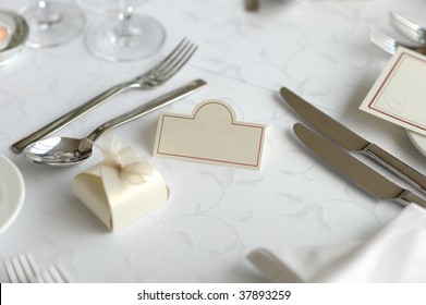 Empty Place Card On The Nice Festive Table