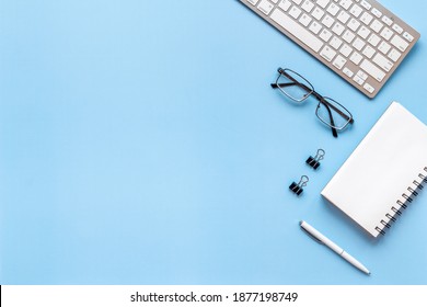 Empty Place On Office Table Desk, Overhead View