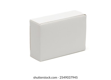 empty plain rectangle paper or cardboard box. small mock up box. Isolated in white background.
