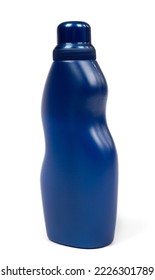 empty plastic blue detergent bottle on a white background