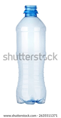 Empty plastic bottle isolated on a white background, representing concepts like recycling, plastic waste, and environmental issues