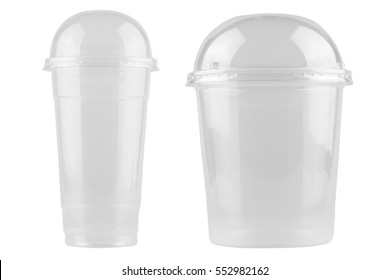 Empty Plastic Cup Isolated On White Background 