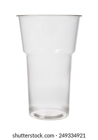 Empty Plastic Cup On A White Background