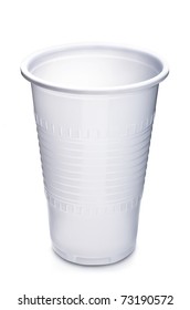 Empty Plastic Cup On White Background