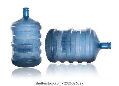 Empty plastic drinking water bottle or gallons isolated on white background