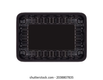 Empty plastic food container isolated on white background. Clipping Path