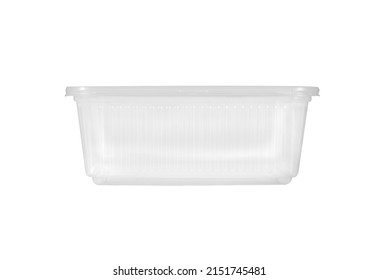 Empty Plastic Food Container Isolated On White Background