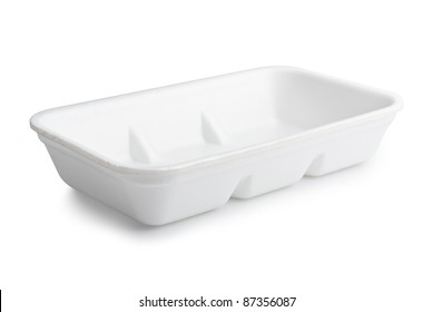 Empty Plastic Food Polystyrene Tray With Clipping Path