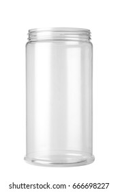 Empty Plastic Jar Isolated On A White Background