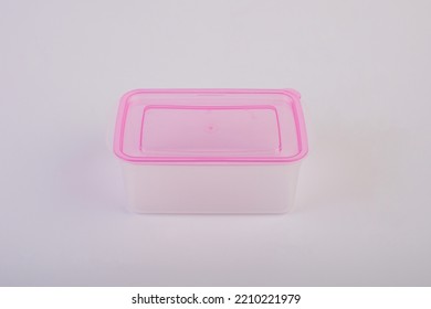 Empty Plastic Lunchbox On A White Background.