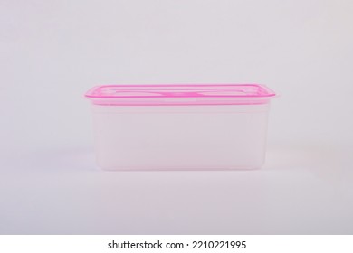 Empty Plastic Lunchbox On A White Background.