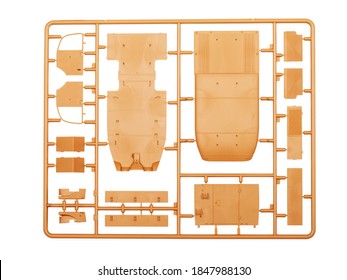 Empty Plastic Model Toy Mold Set On White Background