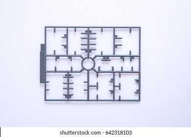 Empty Plastic Model Toy Mold Set On White Background