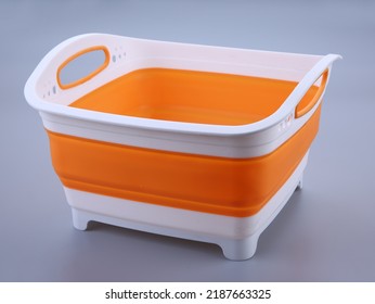 Empty Plastic Storage Container Isolated On Gray