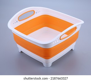 Empty Plastic Storage Container Isolated On Gray