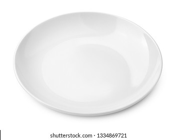 Empty Plate, Isolated On White Background, Clipping Path, Full Depth Of Field