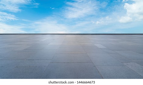 Empty Plaza Bricks and Sky Cloud Landscape