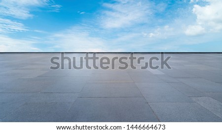 Empty Plaza Bricks and Sky Cloud Landscape