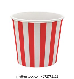 Empty Pop Corn Or Ice Cream Bucket Mockup Or Mock Up Template Isolated On White Background