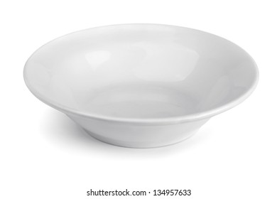 Empty Porcelain Soup Plate Isolated On White