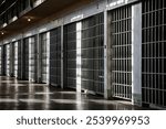 An empty prison cell block with metal bars and sunlight casting dramatic shadows. The image evokes feelings of isolation, confinement, and the passage of time inside a correctional facility.