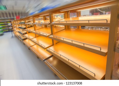 Empty Product Shelf In The Super Market