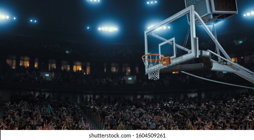 An empty professional basketball stadium with a crowd made in 3d