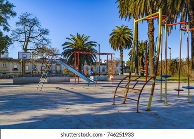 Empty Public Children Games At Small Square In Montevideo, Uruguay