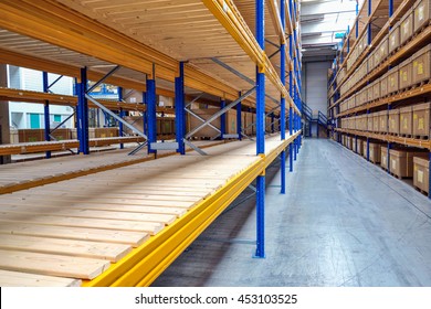 Empty rack at logistics warehouse
