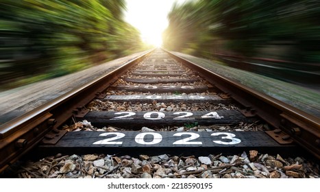 Empty railroad with new year number 2023, 2024 to 2026 - Shutterstock ID 2218590195