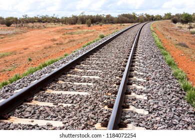 Empty Railway Through Australian Outback. Central Australia