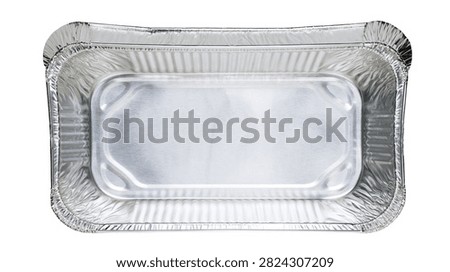 Empty rectangular aluminum foil food container tray