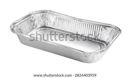 Empty rectangular aluminum foil food container for takeout and catering