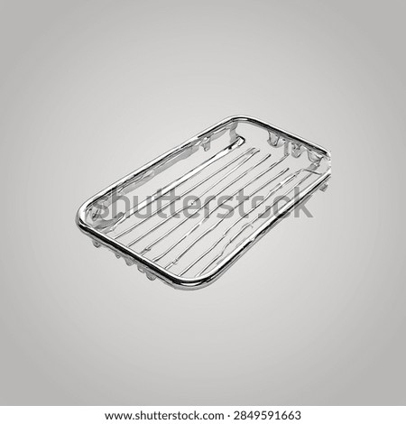Empty rectangular aluminum foil tray container with disposable pan