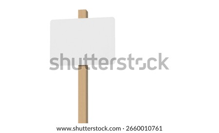 Empty rectangular board held upright by stake in ground, versatile for any message. isolated on white background