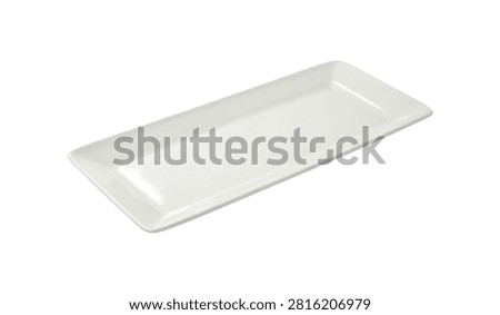 Empty Rectangular Ceramic Serving Platter Tray Isolated on White Background
