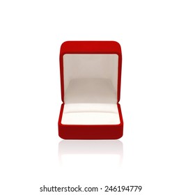 Empty Red Box For Ring On A White Background