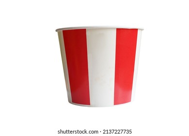 Empty Red Paper Or Carton Ice Cream Cup Mockup Or Mock Up Template Isolated On White Background Including Clipping Path.                               