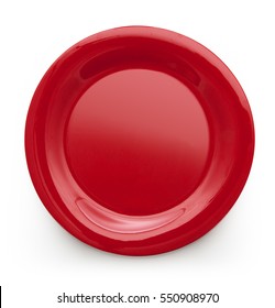 empty red plate on the white background - Shutterstock ID 550908970